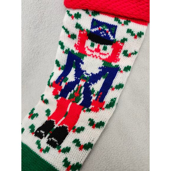 Vintage Soldier Christmas Stocking Crochet Nut Cracker Red - Picture 2 of 7